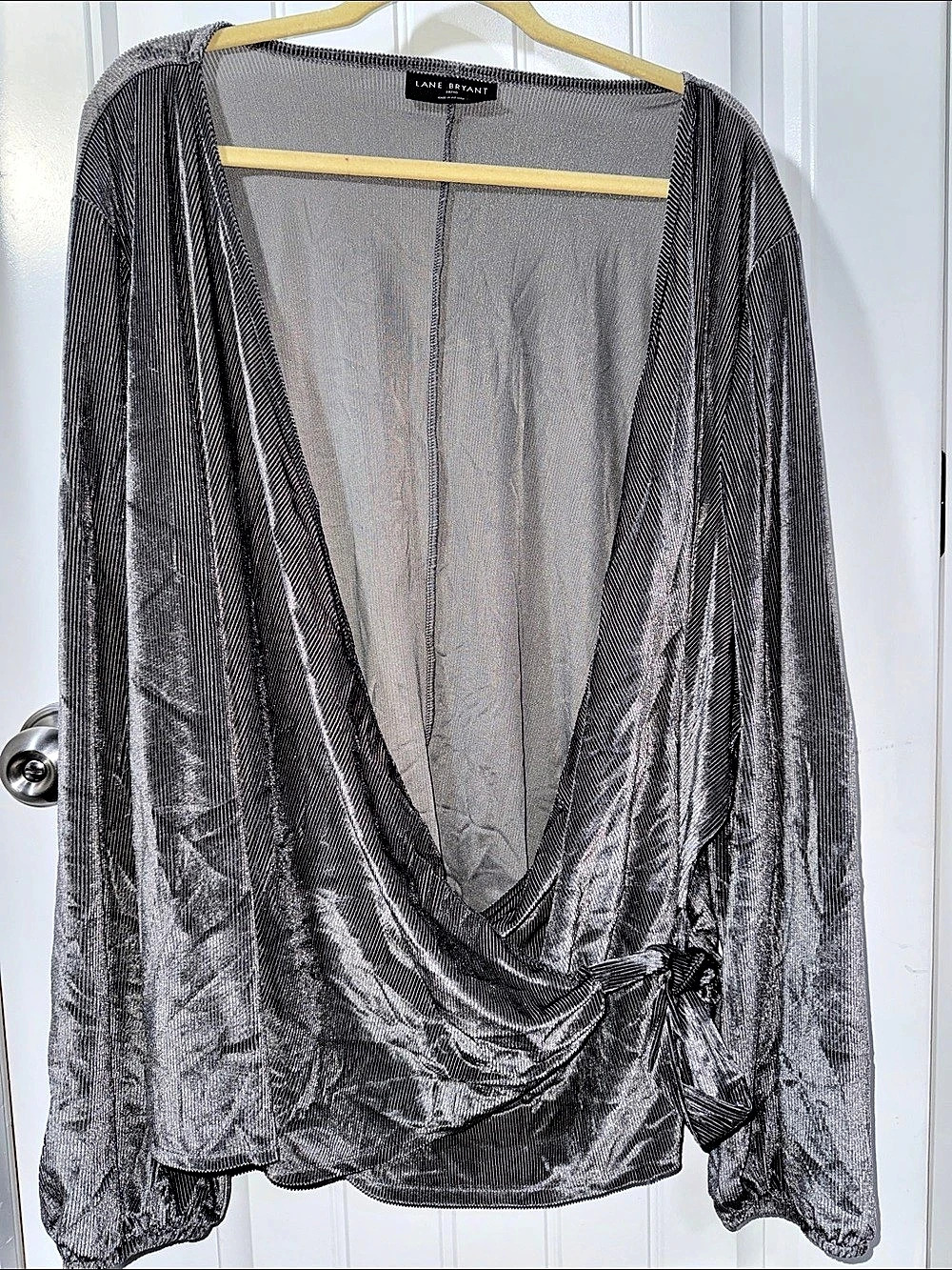 Lane Bryant Striped Cowl Neck Blouse in Gray Size 38/40